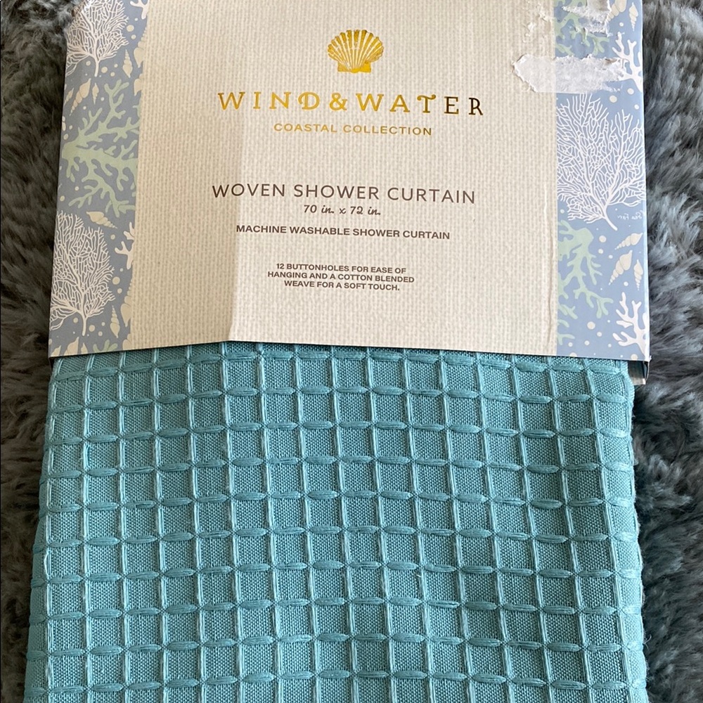 Wind & Water Woven Shower Curtain in Teal
